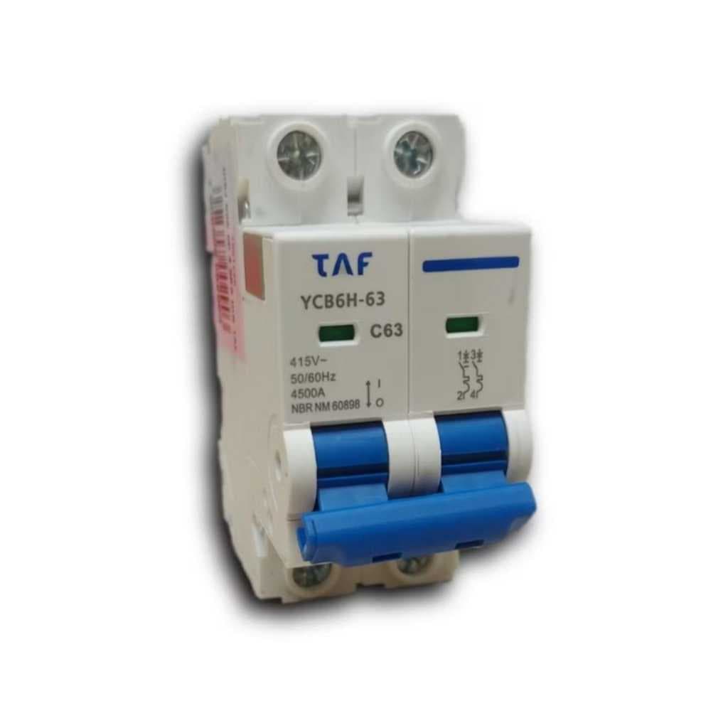 Disjuntor Din Bipolar de Curva C TAF 10 Amperes a 70 Amperes Disjuntor TAF Din Bipolar