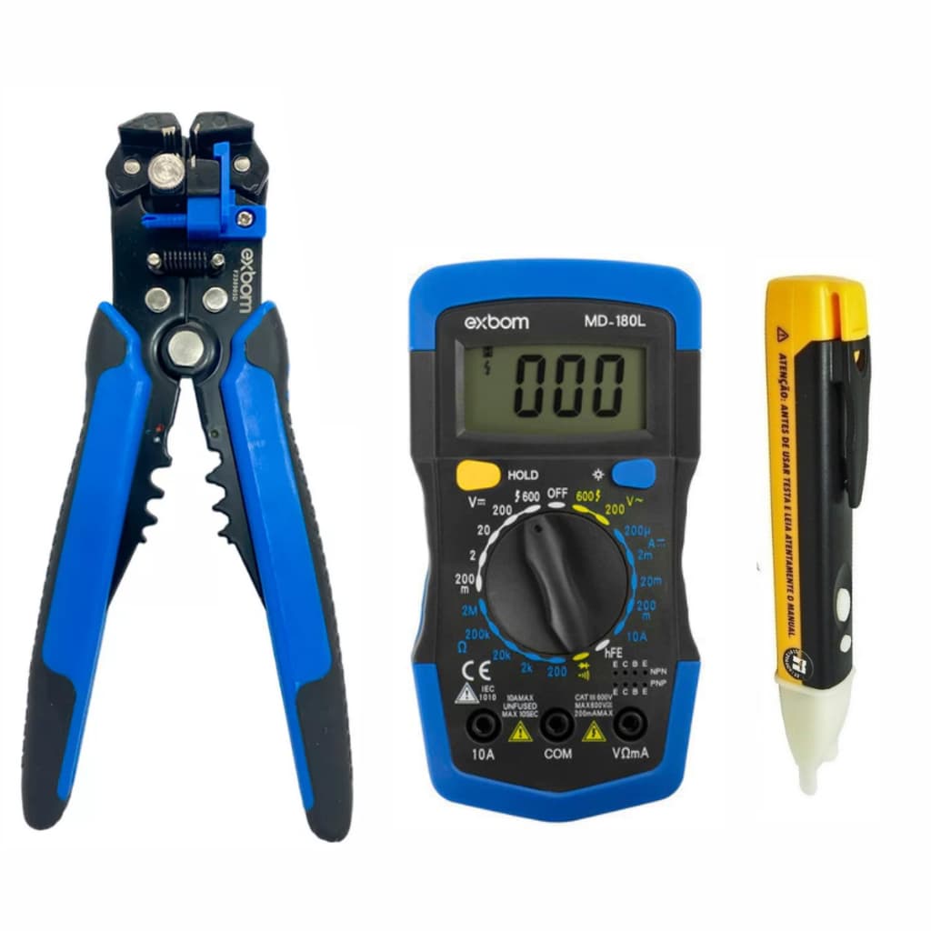 Kit Multímetro Digital + Desencapador + Caneta Tensão KIT COMPLETO