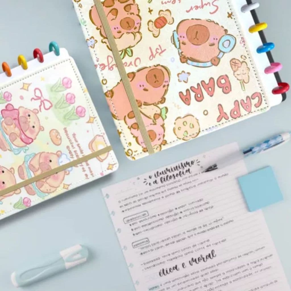 CADERNO 10 DISCOS CAPIVARA 80 FOLHAS - FOFO - PAPELARIA FOFA