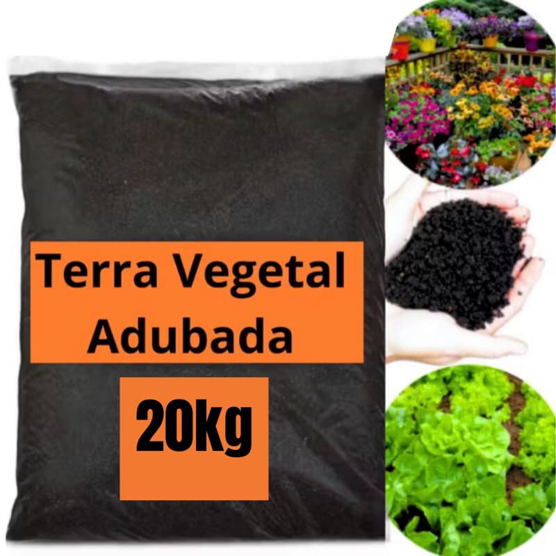 Terra Vegetal Orgânica Preta Adubada Para Plantas, Vasos, Floreiras, Jardins, Gramados, Flores, Uso GERAL