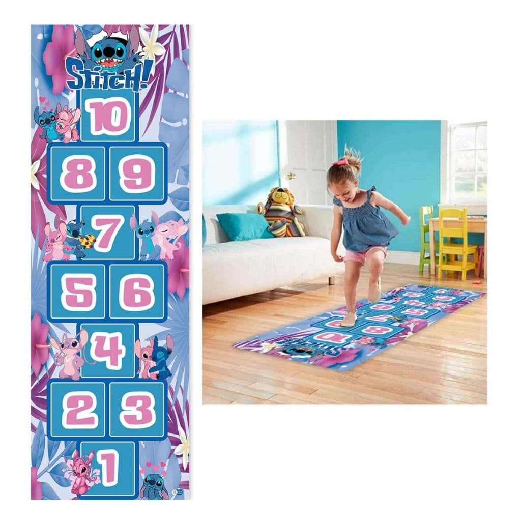 Tapete de Lona Decorativo e Brinquedo Amarelinha Anti Alérgico Lilo Stitch 2,00X0,70CM Decoração Quarto Infantil Disney