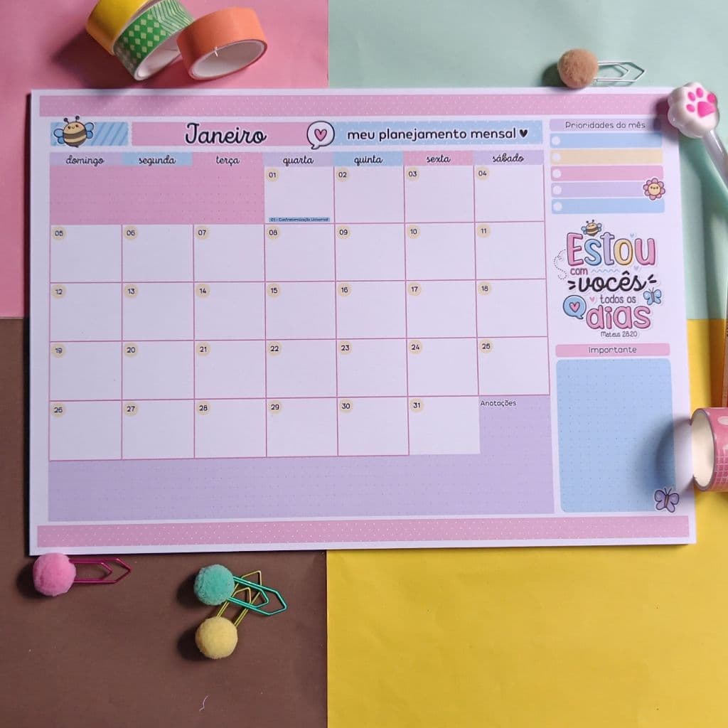Planner 2026 anual ou semanal A4 e A5 Blocado