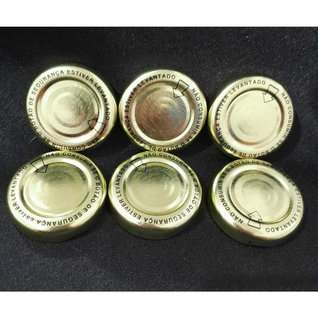 SÓ TAMPAS Dim.38mm / Kit 10/30/50ampa Metal /Alumínio com informativo Pote de vidro 40ml Geleia Velas Aromatizada