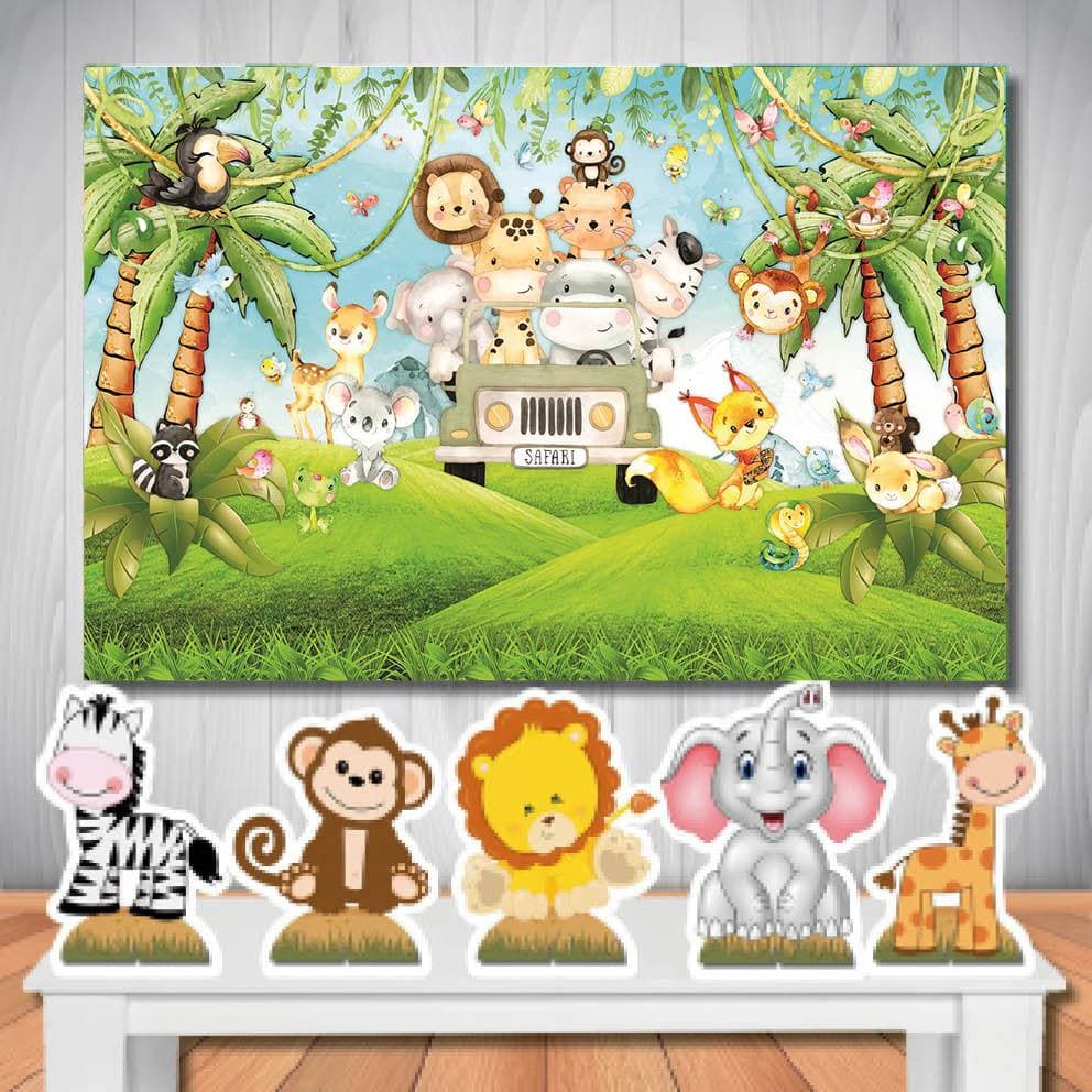 Painel de Aniversário e Kit Display de Mesa em MDF Safari