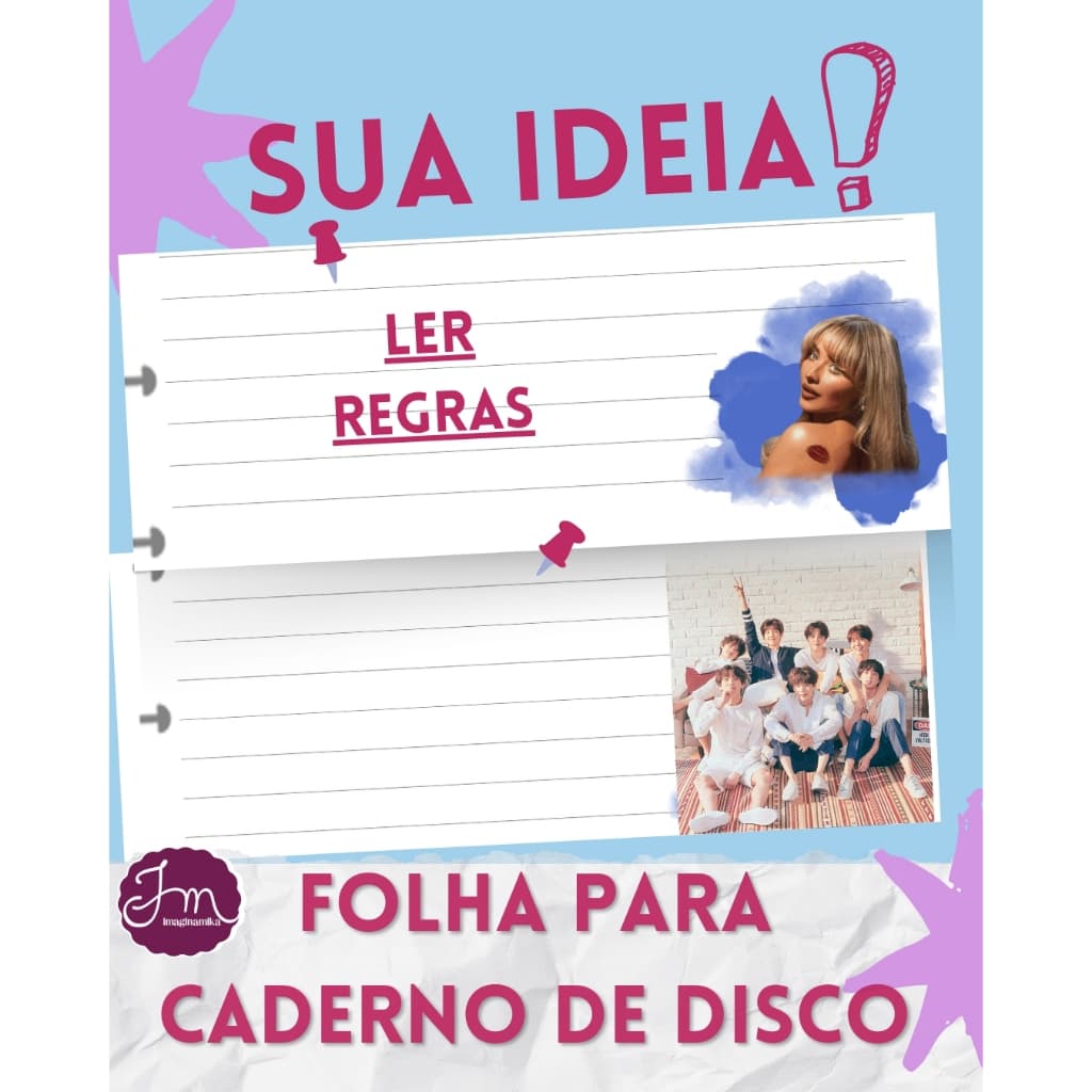 Refil de Folhas Caderno Inteligente/Discos-sua ideia-banda-fã-foto-logo-simbolo-taylor-sabrina-bts-kpop-miolo-livro