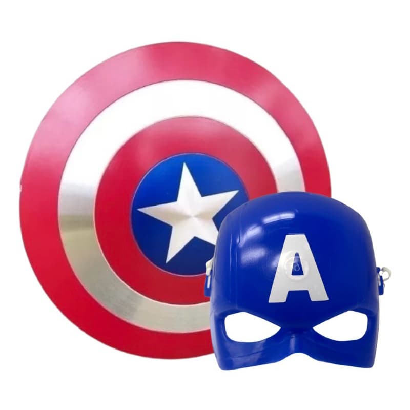 Escudo e máscara do capitão América de plástico infantil