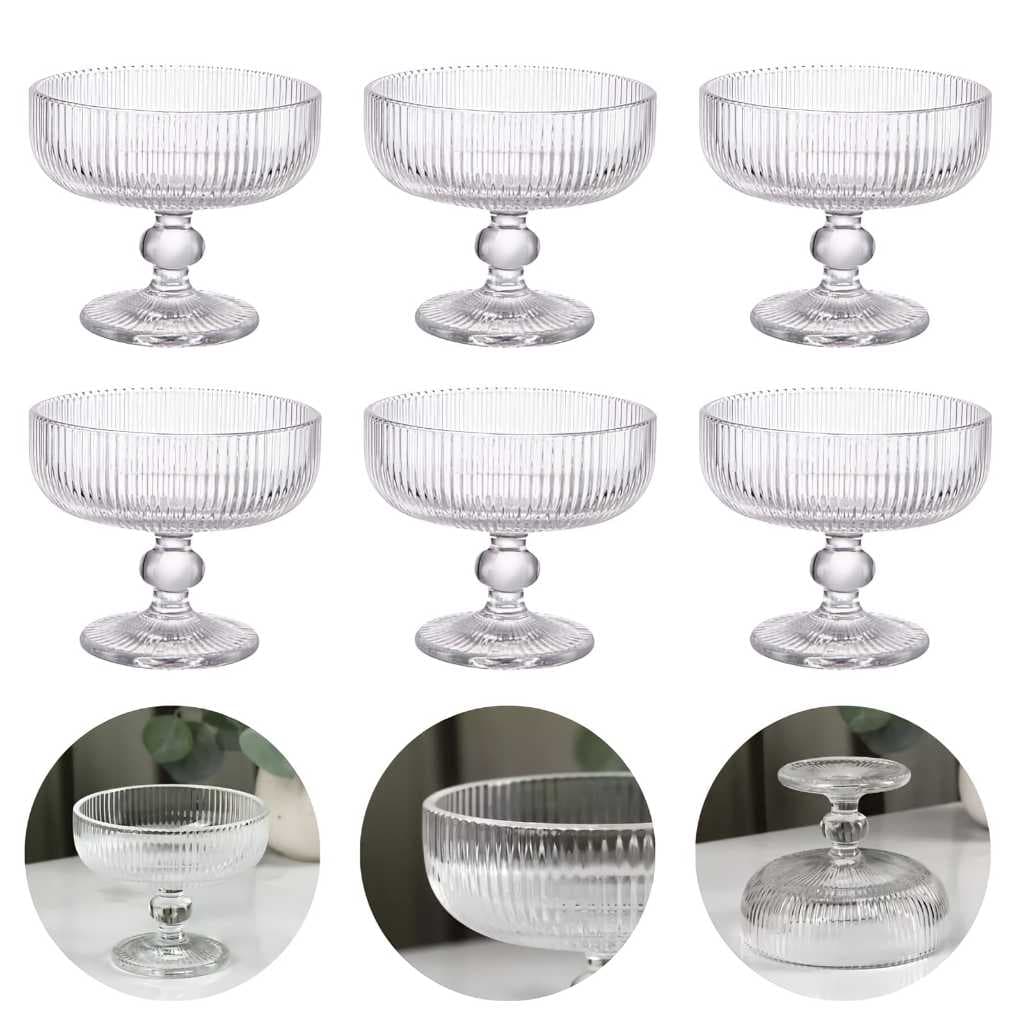Conjunto de 6 Taças de Vidro Elegantes 250ml para Sobremesas e Entradas - Design Sofisticado