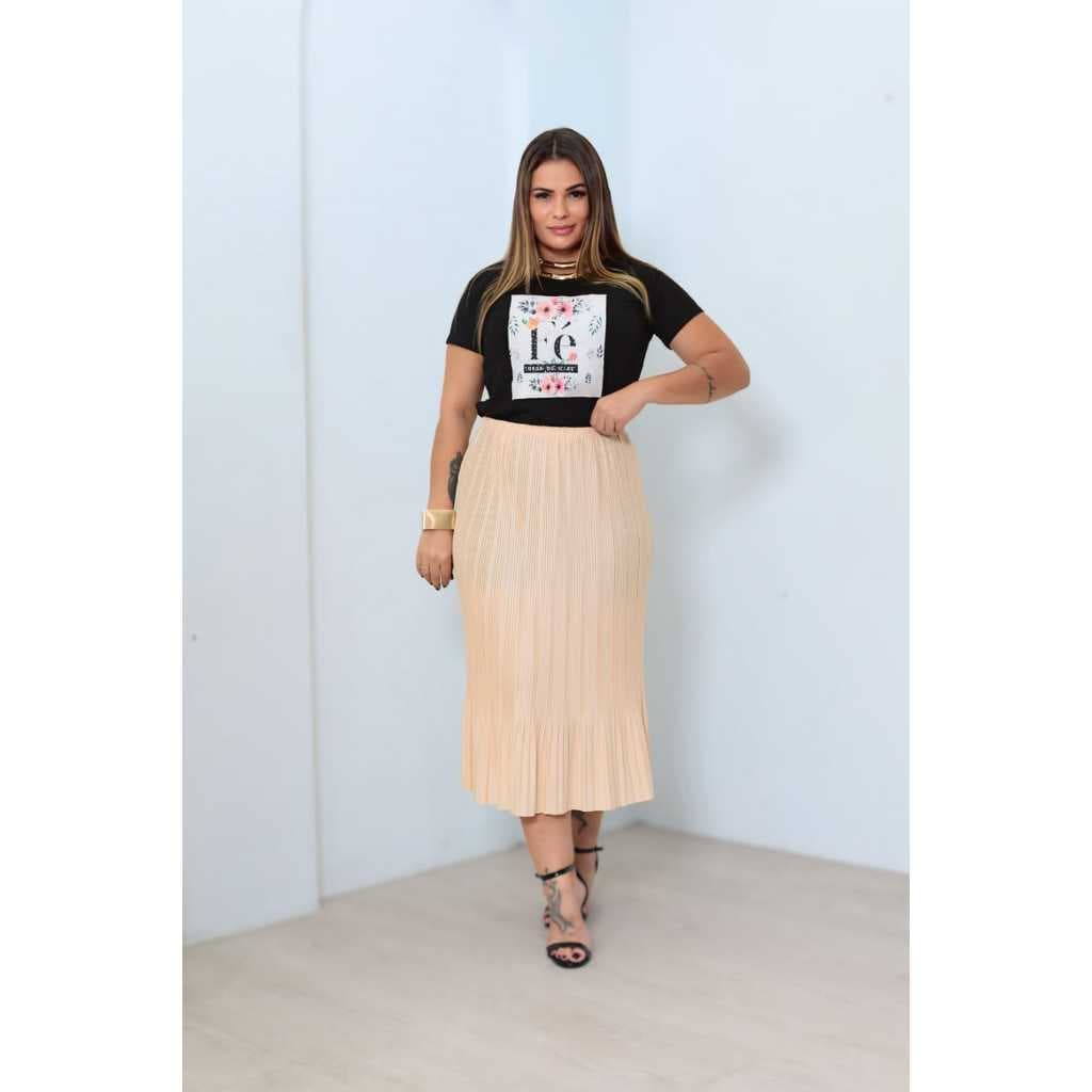 Saia Plissada Mídi Evangélica Premium Casual