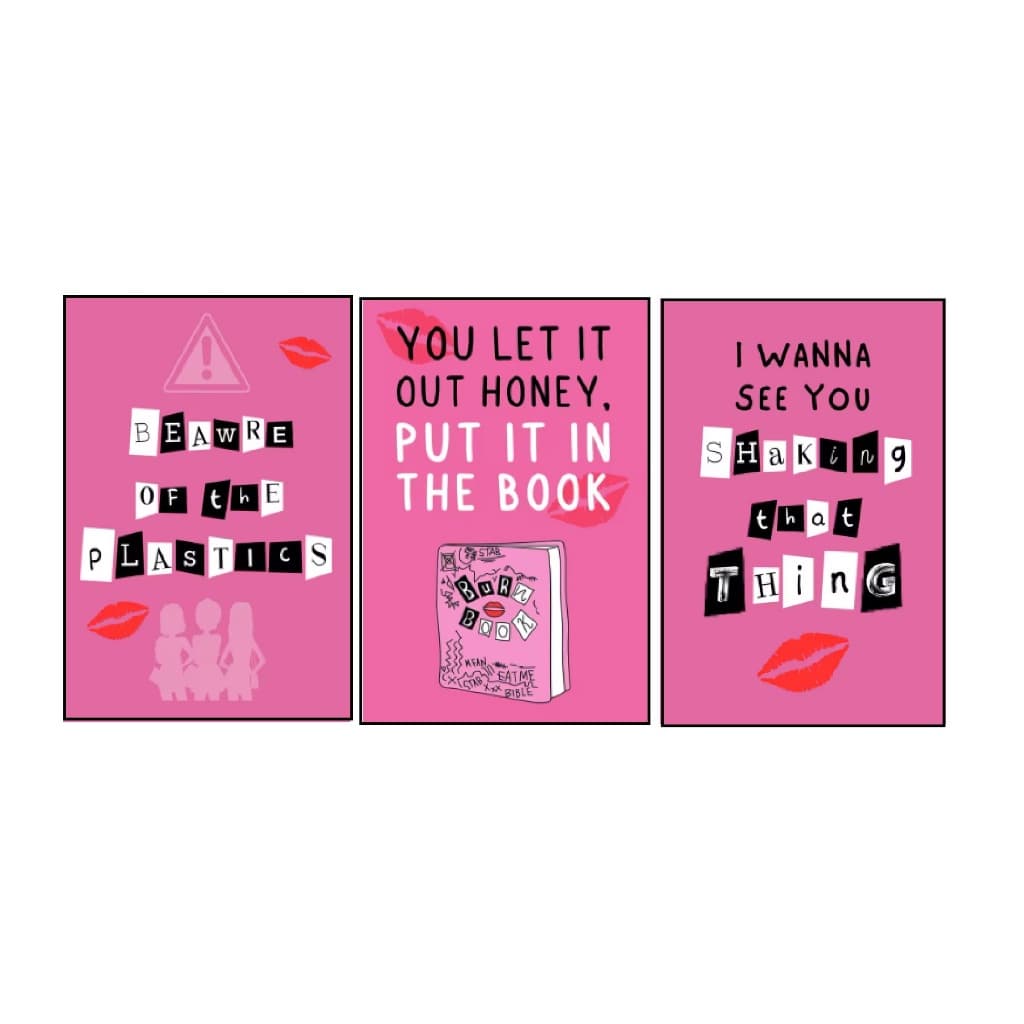 Quadros decorativos Meninas Malvadas Festa Rosa Bachelorette Party Signs (3 peças)