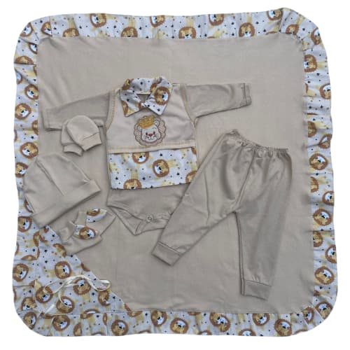 Kit saida maternidade Safari 7 peças, Roupa de bebe menino