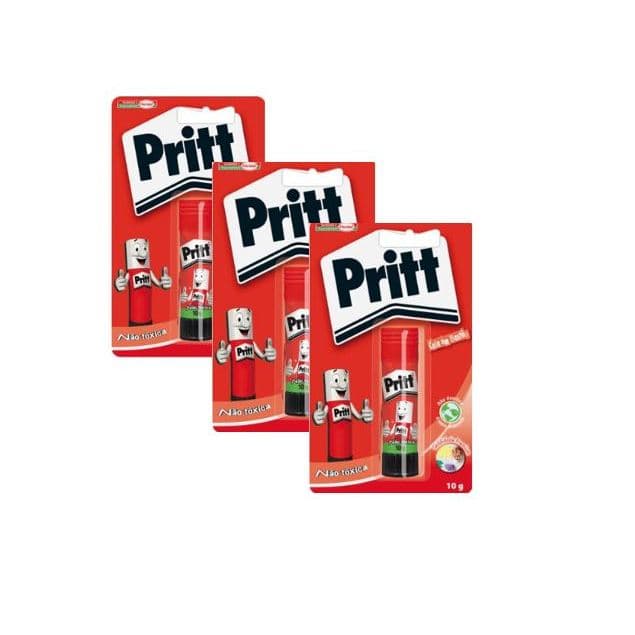 Kit 3 Cola Bastão Escolar Artesanato 10g Cola Branca Lavável Atóxica P/ Cartolinas Pritt Henkel