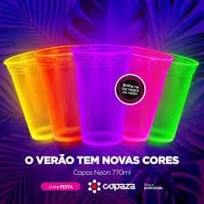50 Copo 770ml Cores Vibrantes Brilha Na Luz Negra Neon