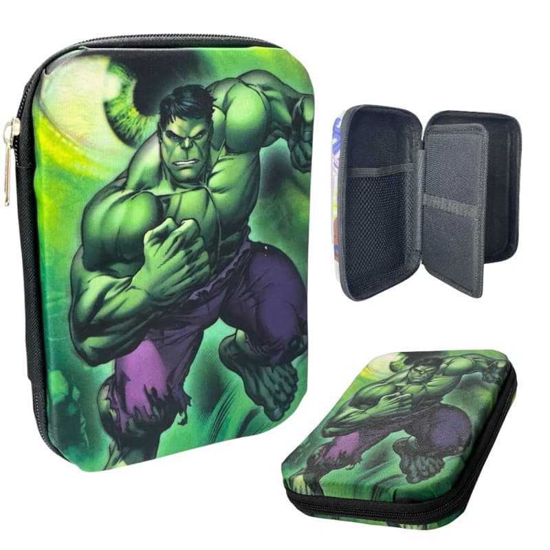 ESTOJO BOX 100 PENS HULK HEROIS ORGANIZADOR INFANTIL ESCOLAR MENINO