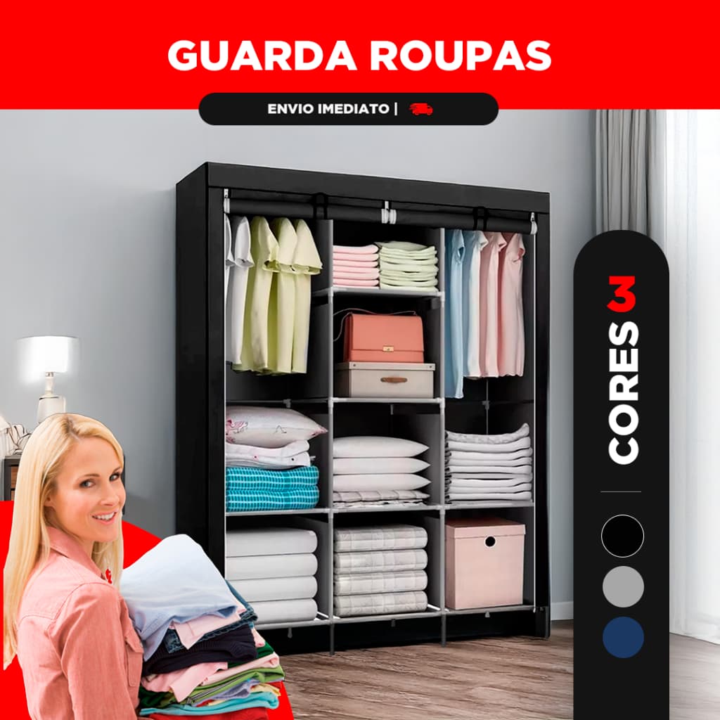 Guarda Roupa Dobrável Organizador De Roupas Portátil Multiuso Armário Roupas Sapatos Multiuso