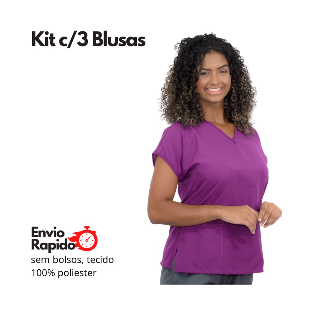 Kit c/3 - Srcubs uniformes enfermagem pijama Hospitalar Cirúrgico Feminino Acinturado varias cores