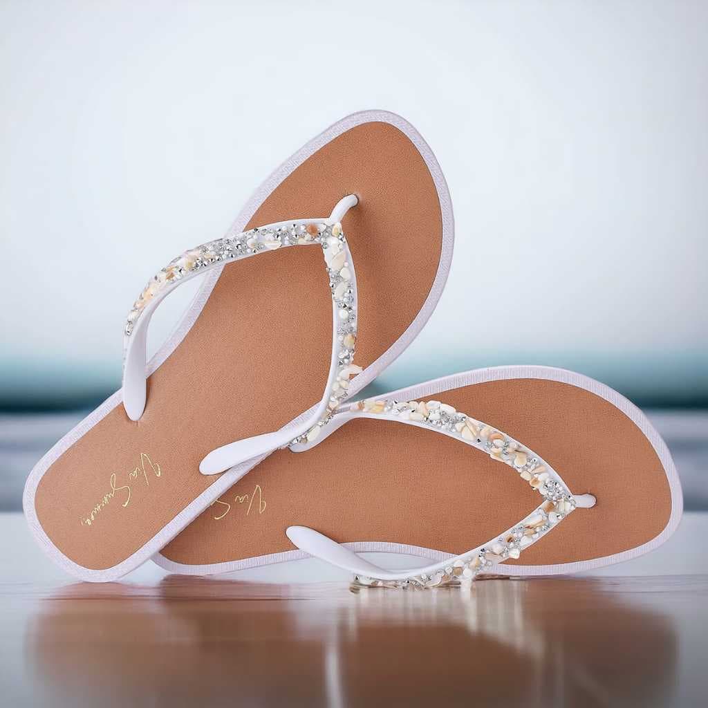 Chinelo Feminino Branco Cascalho Pedraria Via Summer  Praia Piscina Carnaval Verão