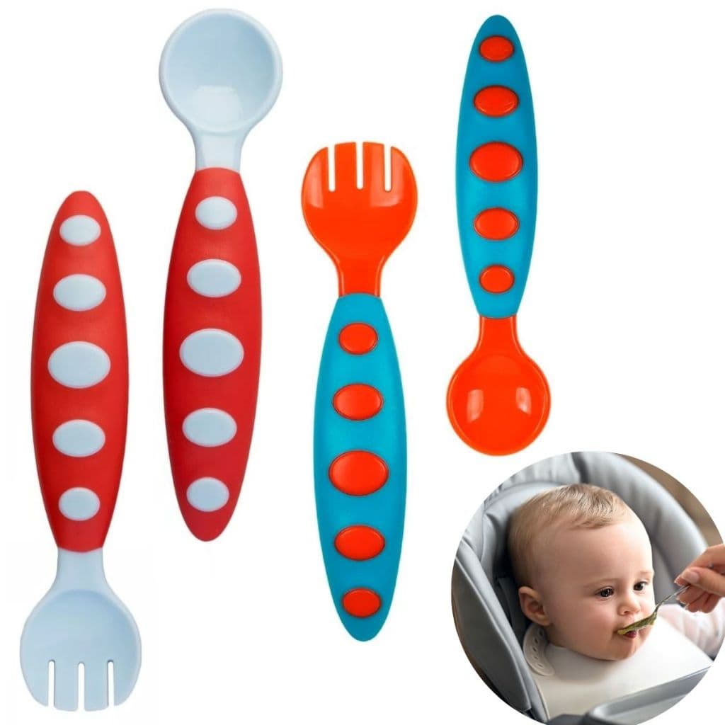 Conjunto de Talher Infantil Garfo Colher para Alimentação Introdução Alimentar Infantil Bebê