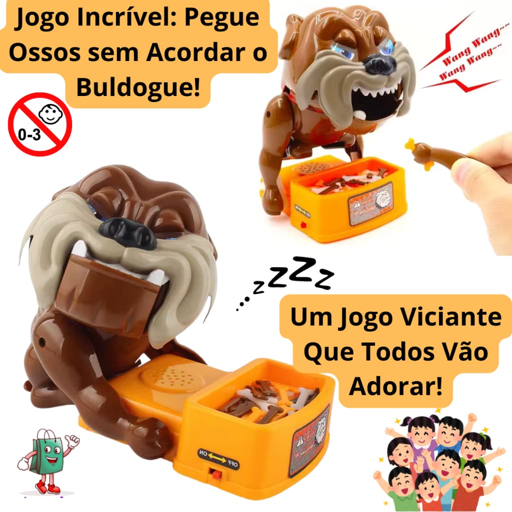 Jogo Interativo Infantil Bad Dog  Buldog – Pegue o osso sem acordar o Cachorro diversão famila festa