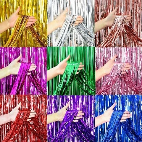 Cortina Metalizada Painel Franja Festa Carnaval Reveillon Aniversario Fitas Para Decoração 1m x 2m