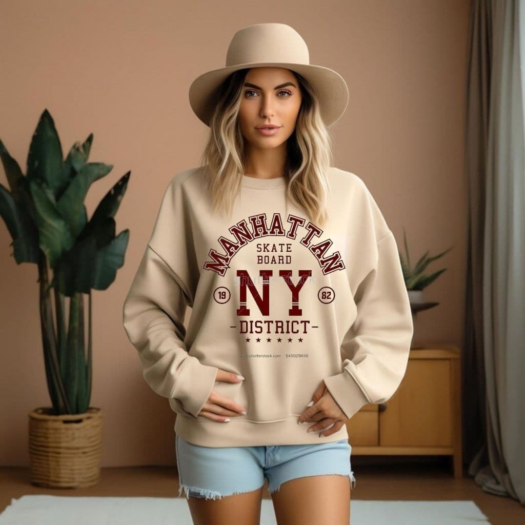 Blusa Moletom Estilosa Estampa Manhattan NY Gola Redonda
