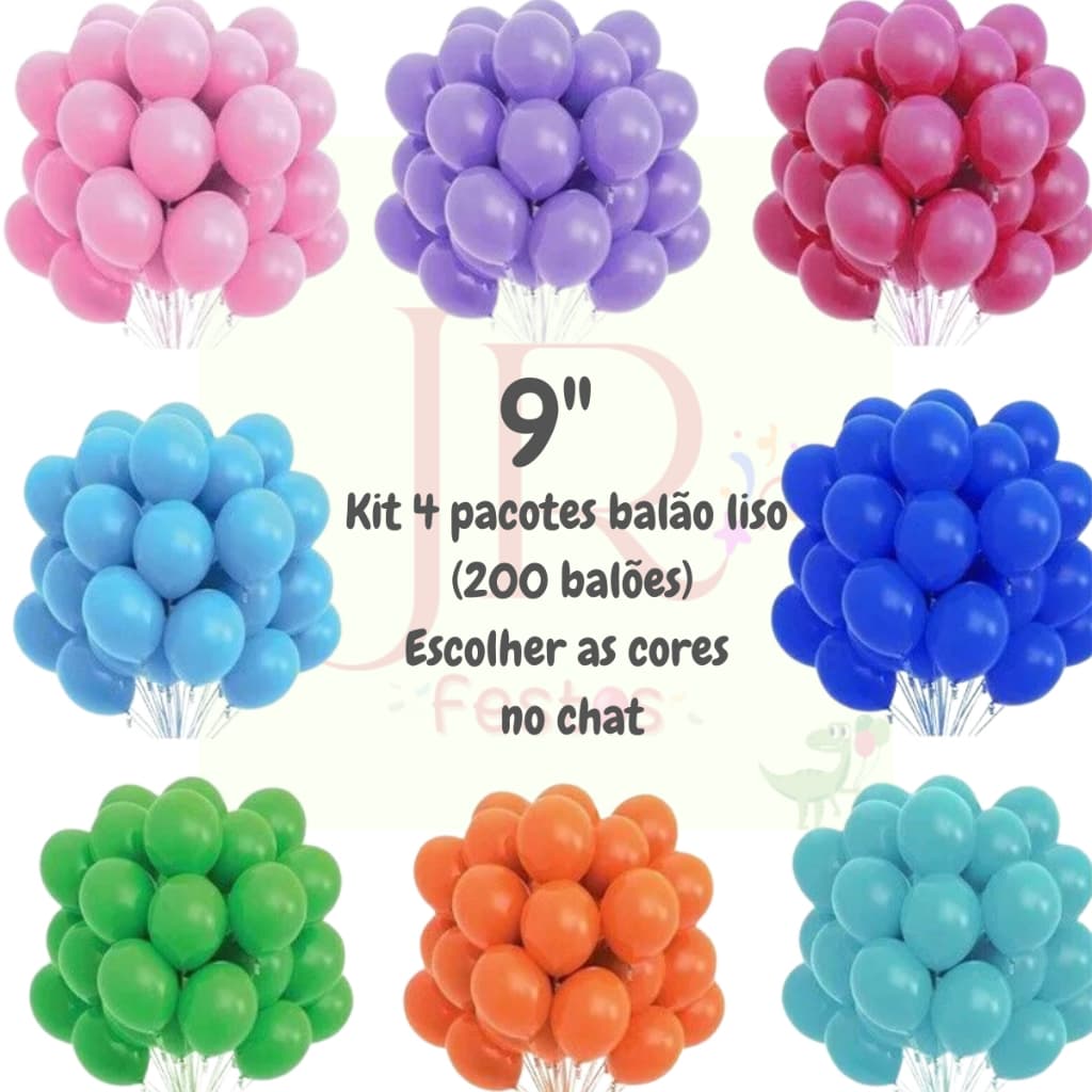Kit 200 Balão Látex Liso 9 Polegadas Bexiga Festa Aniversário Decoração Eventos Várias Cores