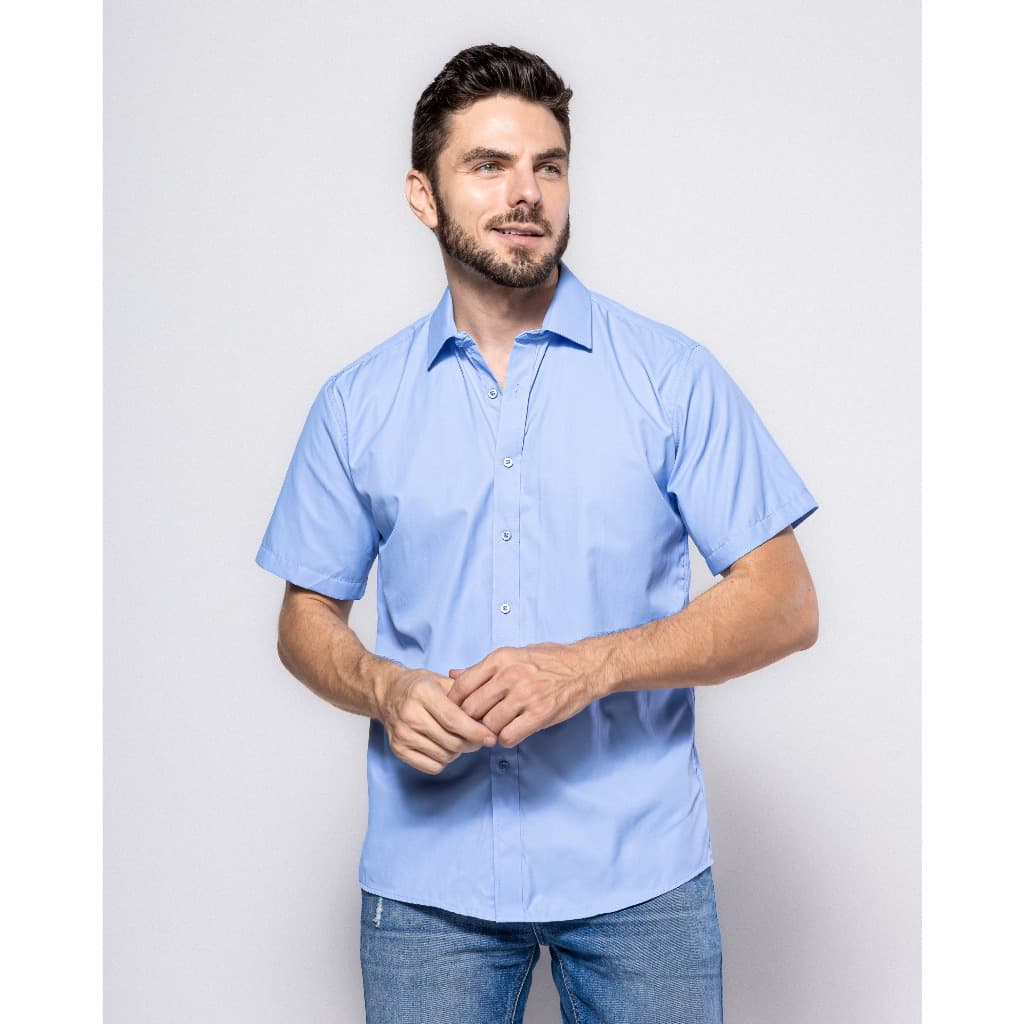 Camisa Social Masculina Manga Curta Diária Fábrica Chinesa