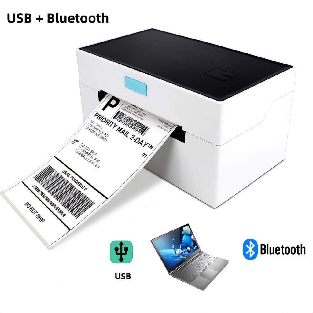 Impressora Térmica De Etiquetas 203dpi Com Função Bluetooth Compatíveis: Windows, Android, IOS.