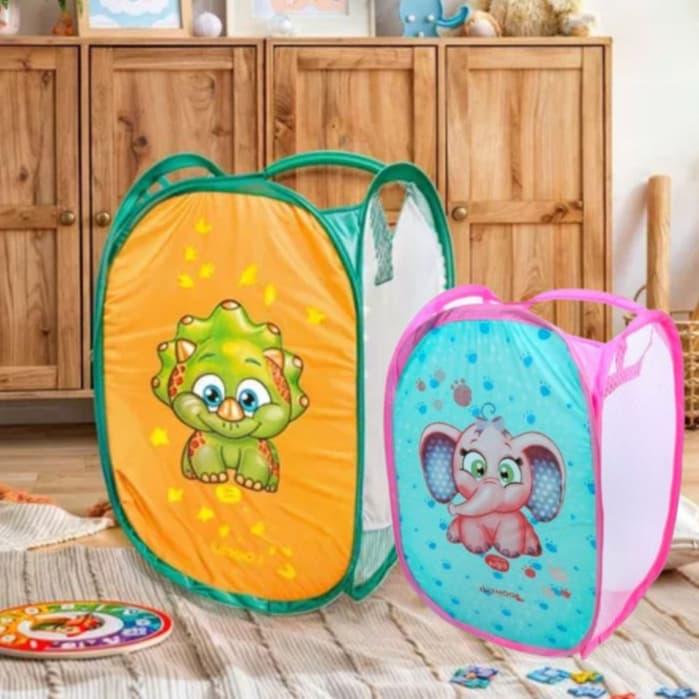 Cesto infantil, dobrável para roupas e brinquedos.