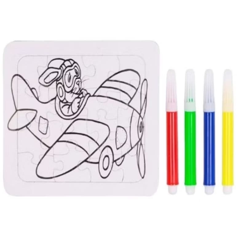 16 Peças Quebra Cabeça Para Colorir com 4 canetinha