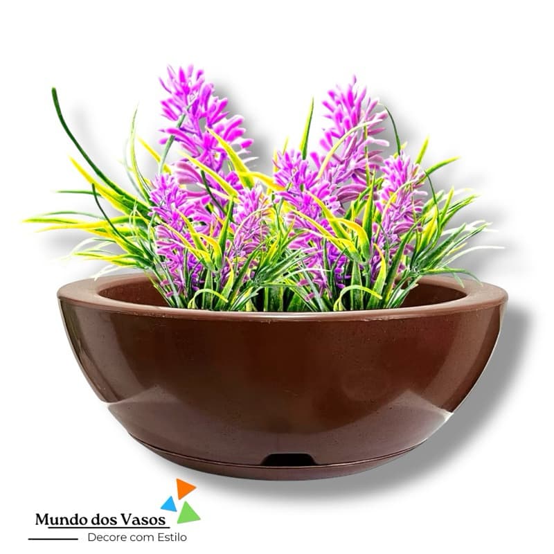 Vaso de Planta Bacia com Prato N2 34x13 Lume Lisa Polida Brilhante