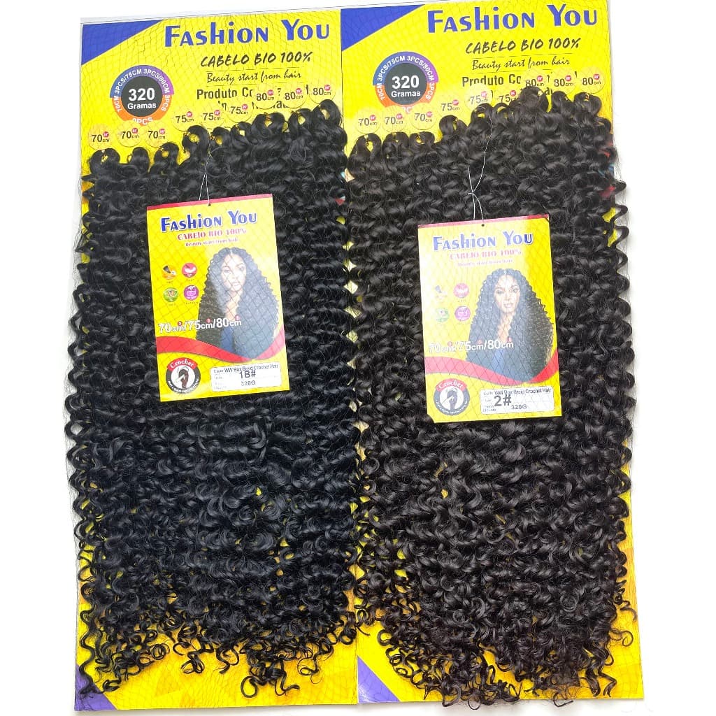 Cabelo Cacheado Crochet Bio Fibra 80cm 320g Pacotão WW Box Braid Hair