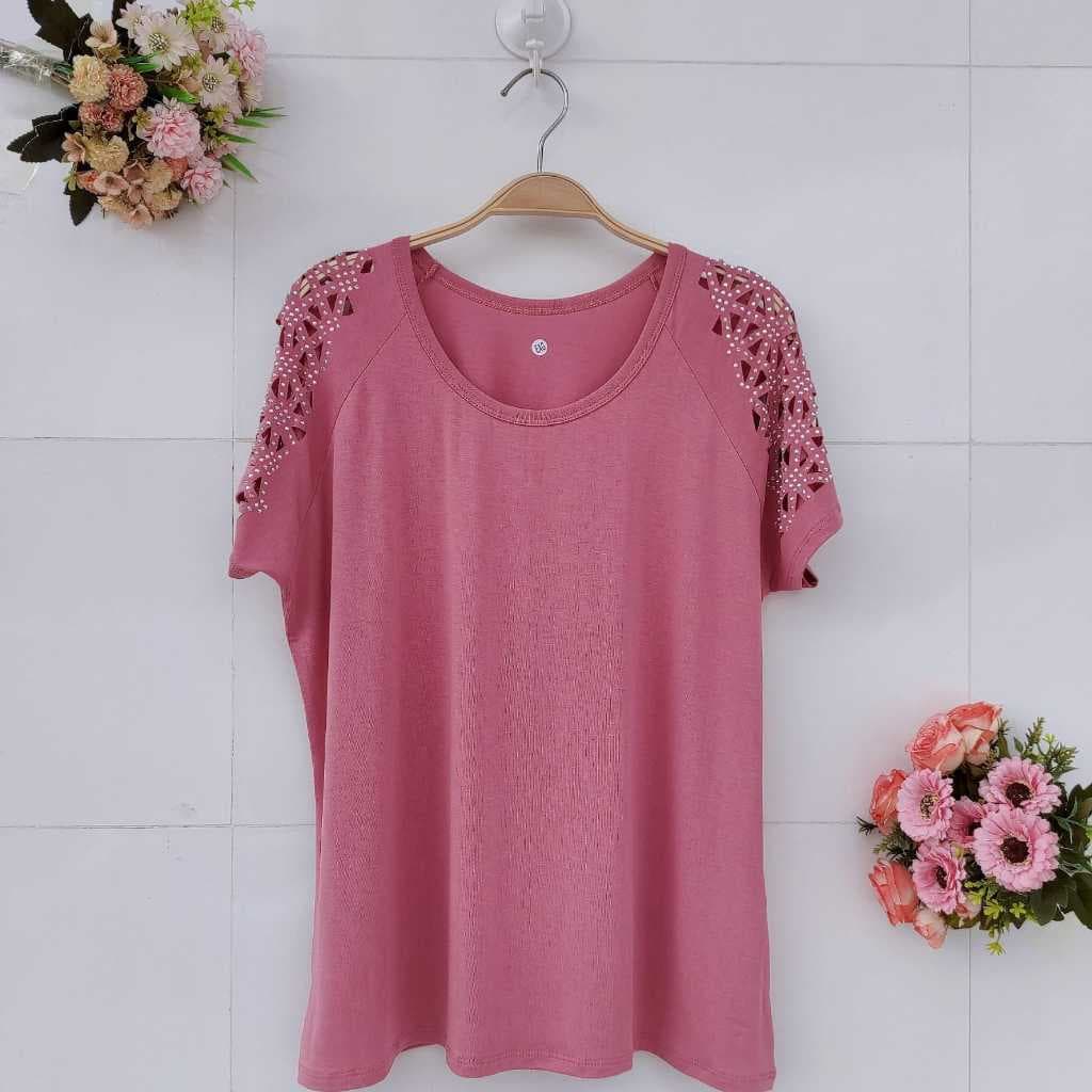 Nova camiseta feminina ombro vazado diamante