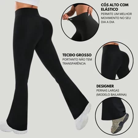 Calça Feminina Legging Flare Bailarina Cintura Alta Envio Na Hora