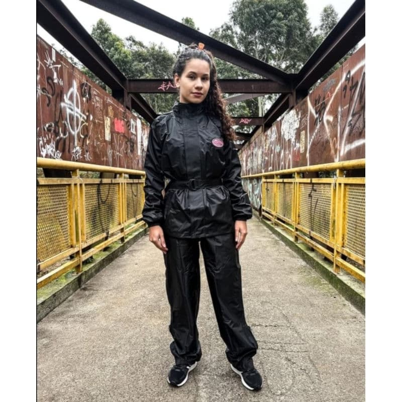Conjunto feminino capa de chuva Nylon Arizona Racing - Jaqueta e calça - Refletiva