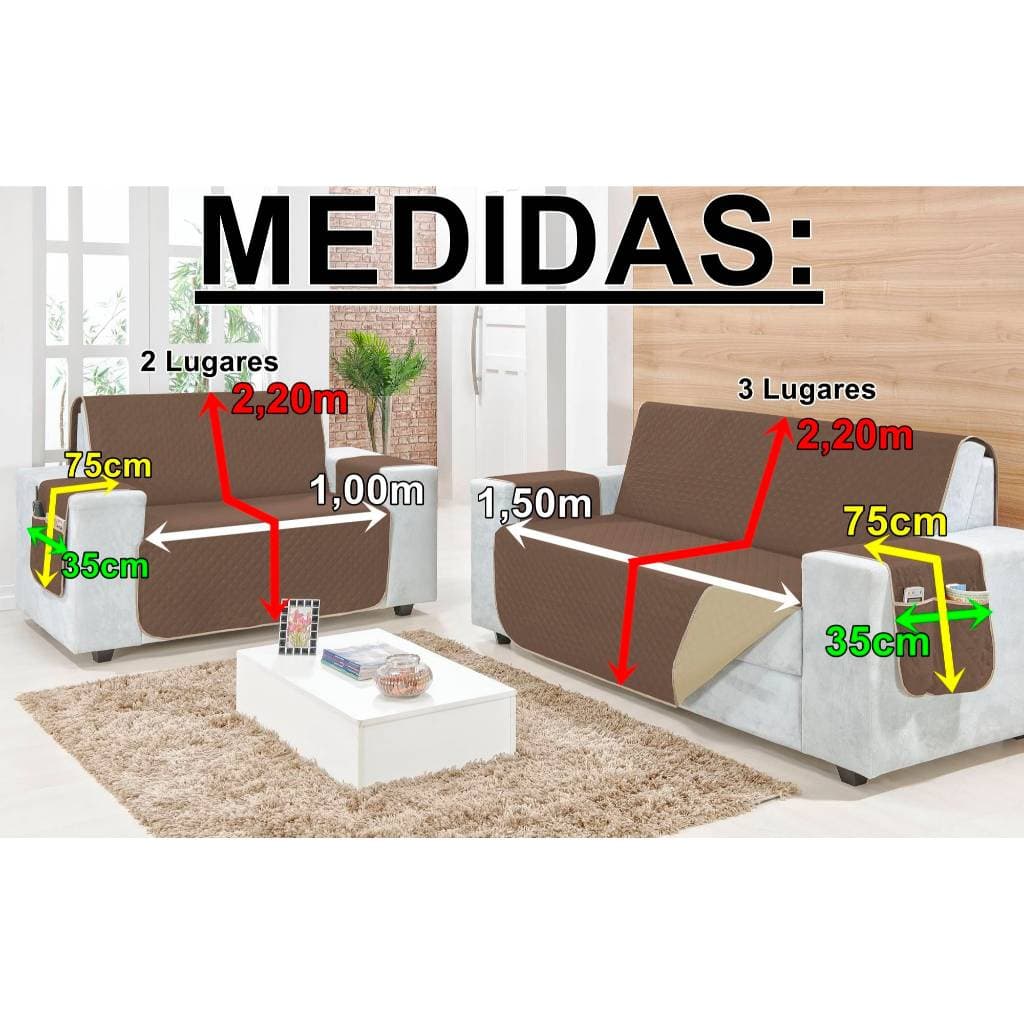 KIT PROTETOR DE SOFÁ MANU DUPLA-FACE Para Sofá De 2 E 3 Lugares 170 FIOS MATELADO