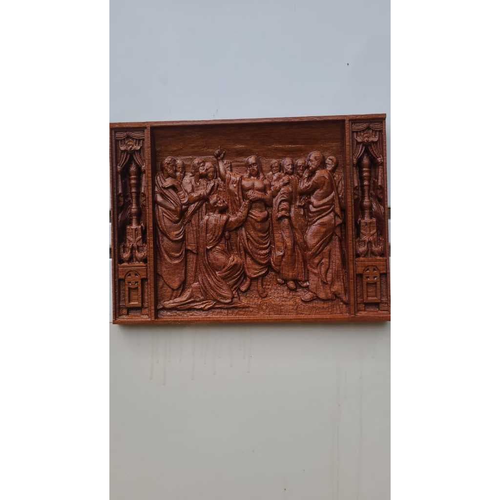 QUADRO BÍBLICO JESUS E APÓSTOLOS EM MADEIRA