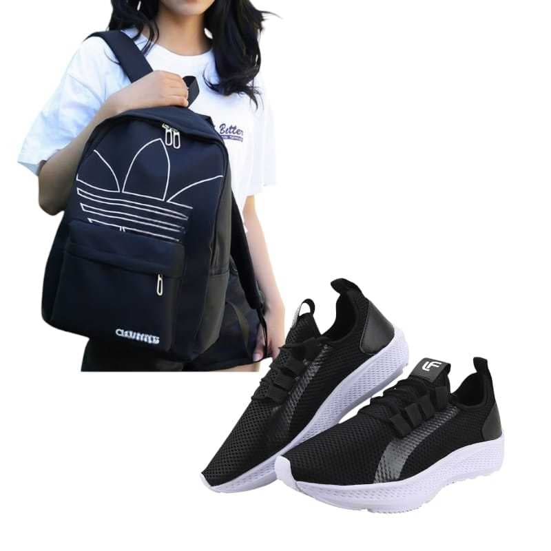 Kit Mochila Bolsa Academia Estudante Várias Cores Reforçada+Tênis Academia 360 Ultra Confort Macio Antiderrapante Promo
