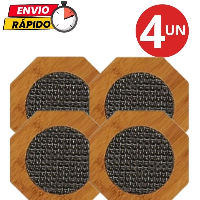 Kit 4 Descanso de Panela em MDF e Aço Inox Para Casa Cozinha