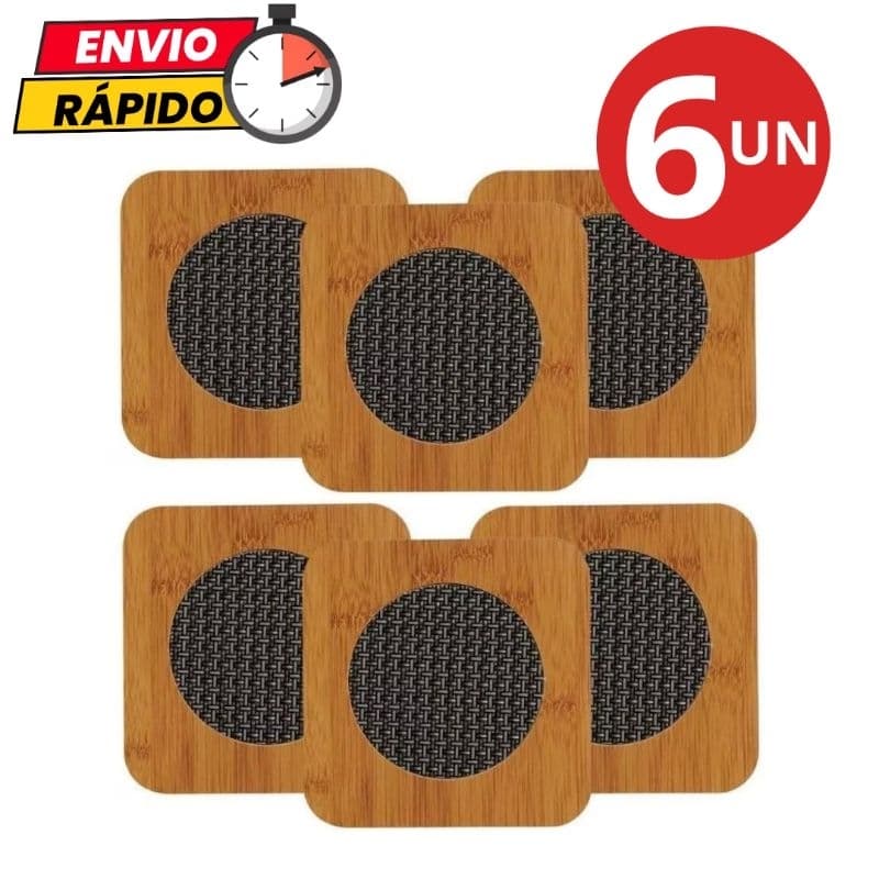Kit 6 Descanso de Panela em MDF e Aço Inox Para Cozinha Casa