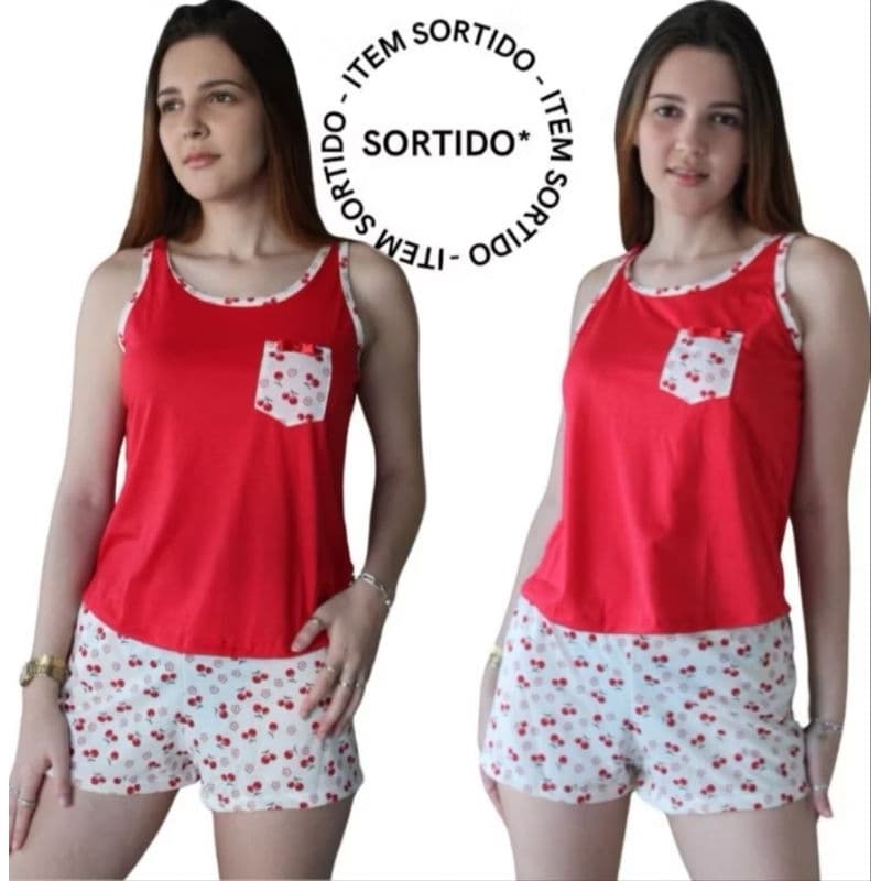 Baby Doll Short e Blusa de regata Pijama Feminino em