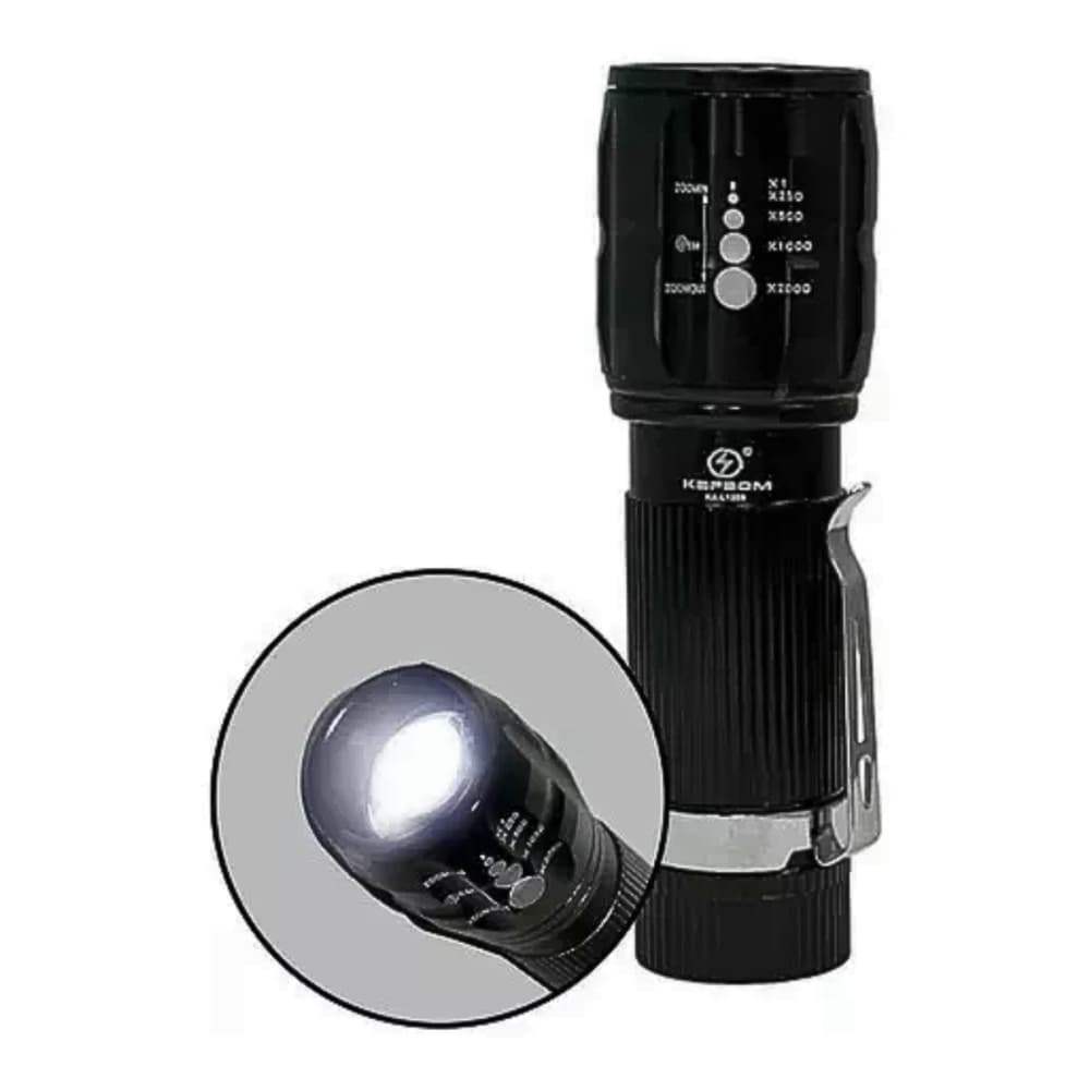 Lanterna Tática Portátil MINI a Pilha com Zoom Telescópico Kapbom KA-L1589