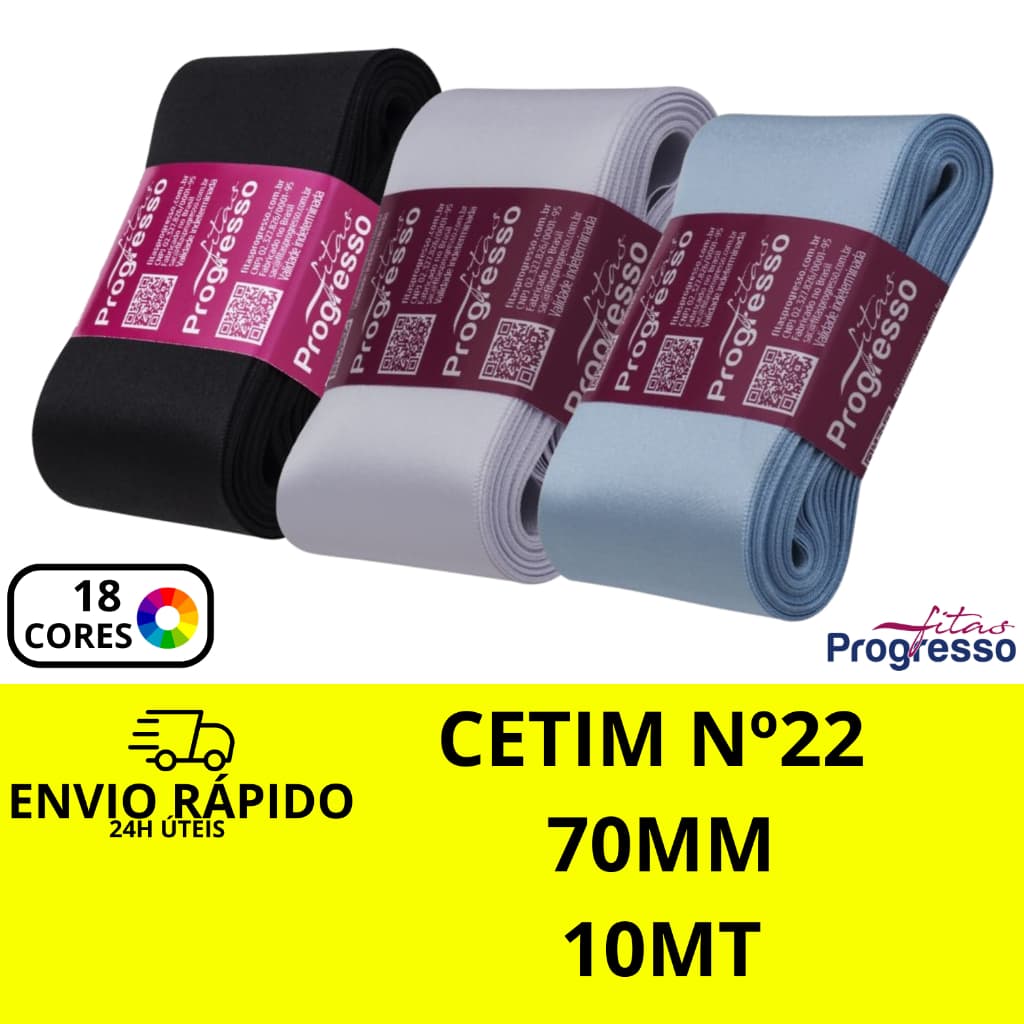 Fita de Cetim Progresso Nº22  70mm 10-metros