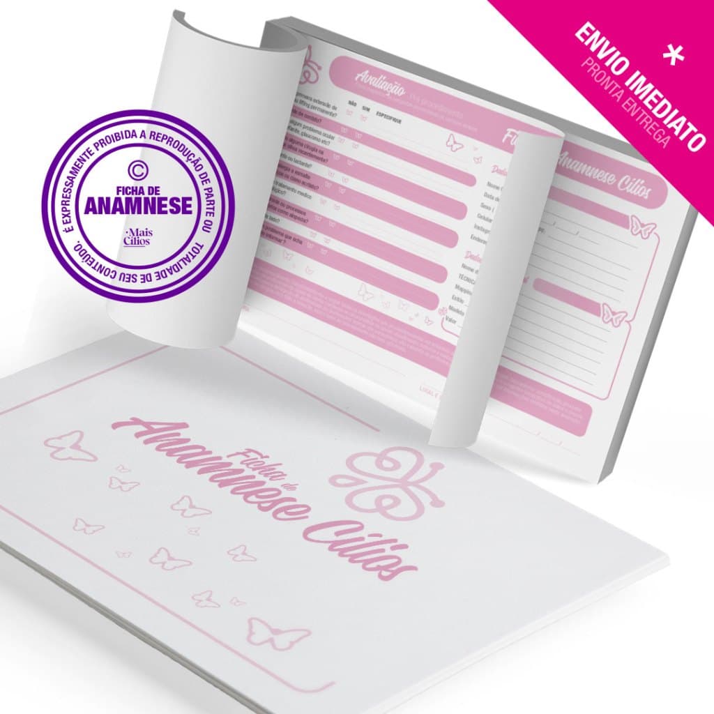 Ficha Anamnese Alongamento De Cílios, Unha a gel, Lifting, Depilação,