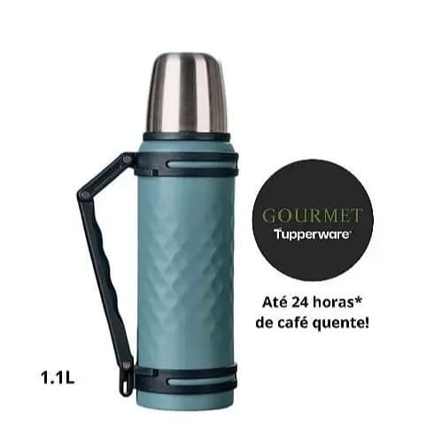 GARRAFA FACETS 1,1L TÉRMICA CAFE AGUA TUPPERWARE ORIGINAL