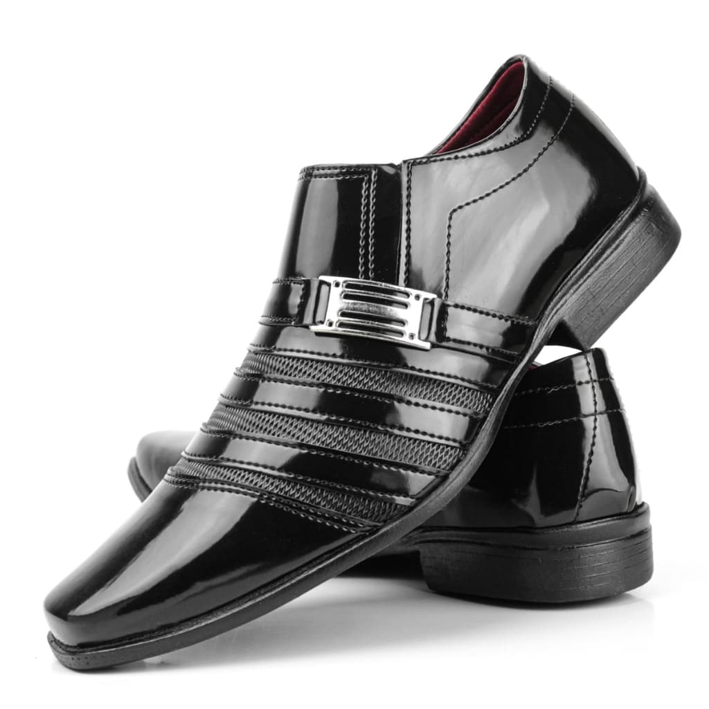 Sapato social masculino preto verniz tradicional italiano