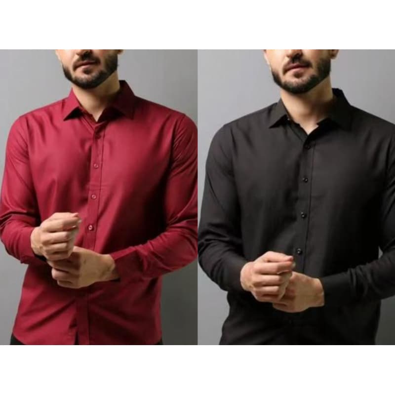kit 2  camisa social manga longa slim fit Microleve com elastano não amassa
