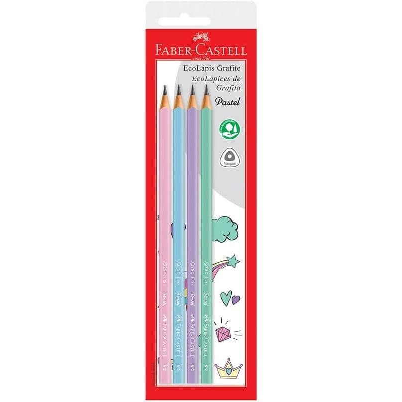 Lápis Grafite Nº 2 Triangular, Faber-Castell, Ecolápis, 1205 Max Pastel, SM/1205PASTEL, 4 Cores