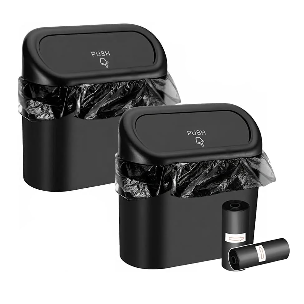 Kit 2 Lixeira Lixo Automotivo Plástico Grampo Clip P/ Porta Objeto Treco Lateral Carro Caminhão Promo