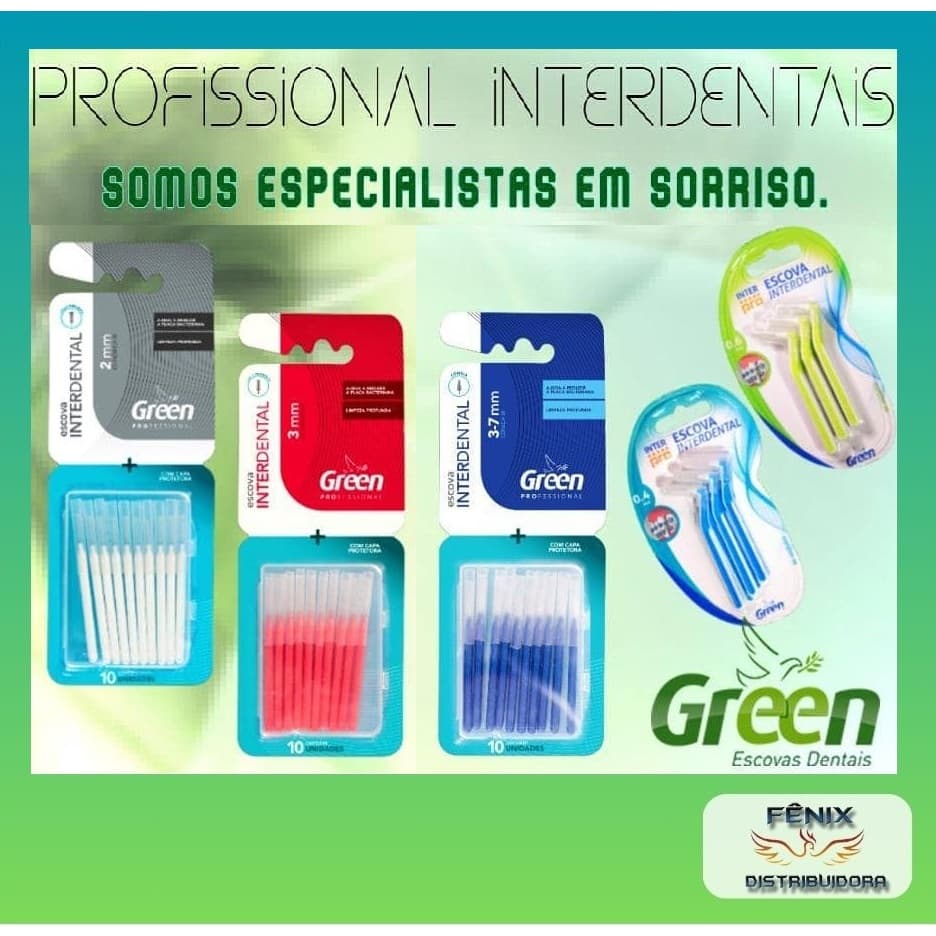 ESCOVA DE DENTES INTERDENTAL  ORIGINAL GREEN ESTOJO C/10 UNI. LINHA PROFISSIONAL ORTODÔNTICA.