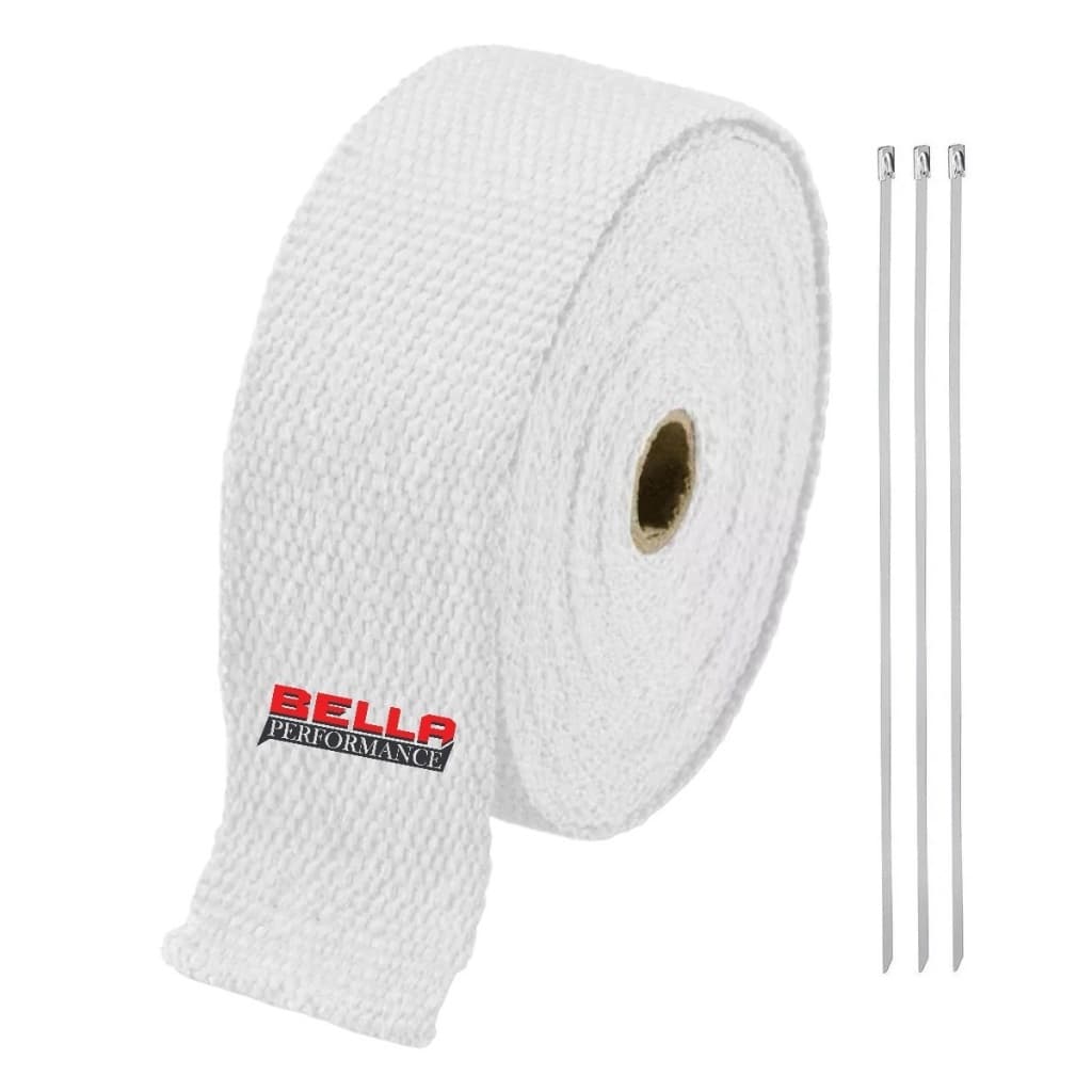 Fita Manta Termica Termotape Branca 3 Metros + 3 Abraçadeiras Para Escapamento Carro Moto